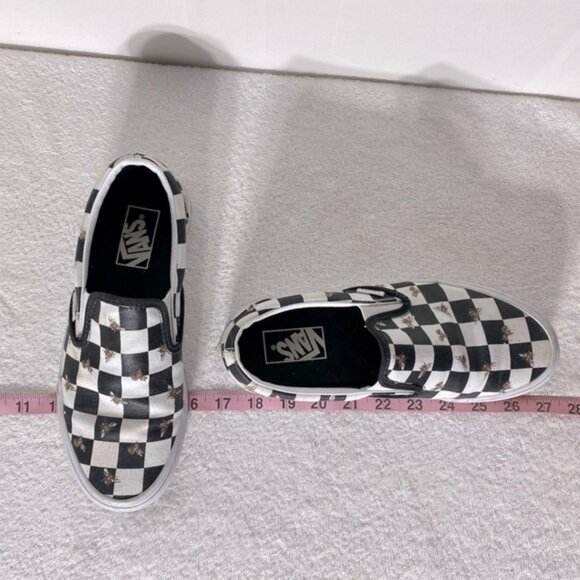 Vans Unisex Slip On Black & White Bee Check Sneakers 8/6.5 - Picture 13 of 13